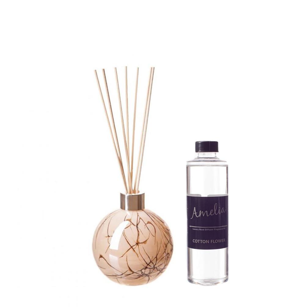 Amelia Art Glass Cream Marble Reed Diffuser Gift Set  £35.99